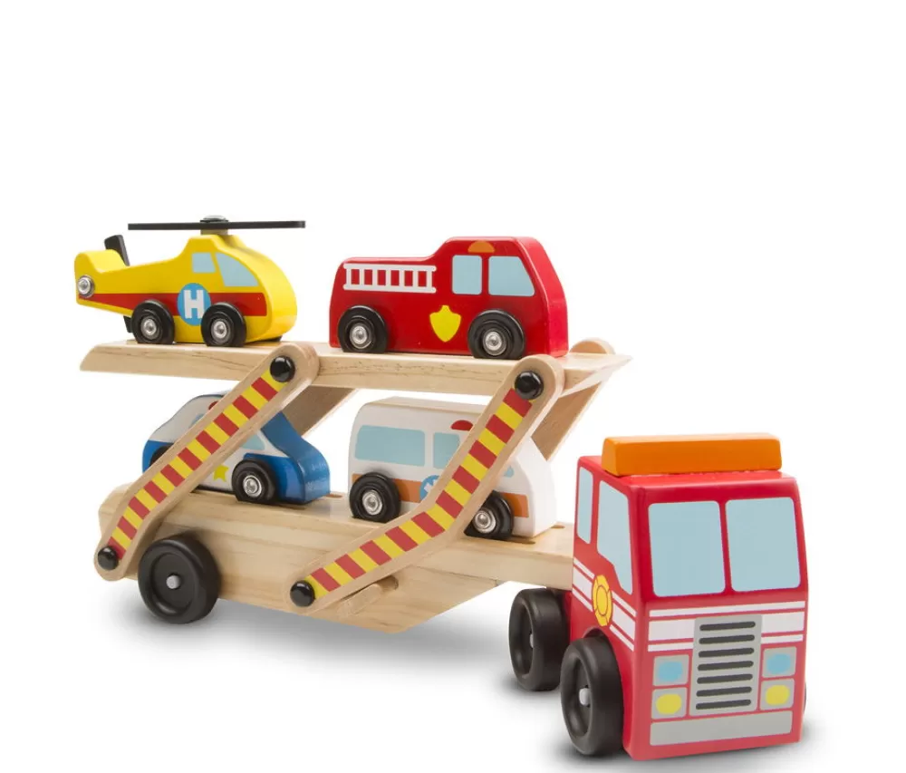 Melissa and Doug Autotransporter - Mit Rettungsfahrzeugen New