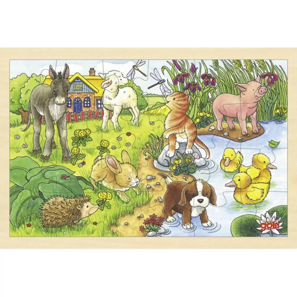 goki Einlegepuzzle - Tierkinder, 24 Teile New