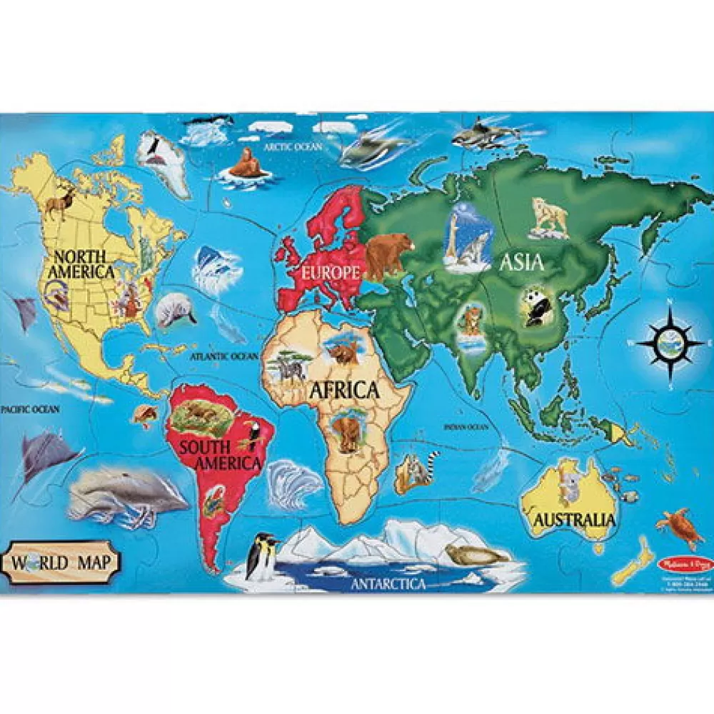 Melissa and Doug Puzzle Boden - Weltkarte Mit Tieren Best