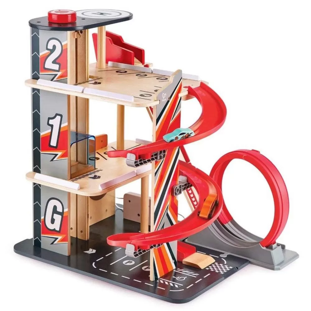 Hape Stunt Parkhaus Inkl. 2 Rennwagen Discount