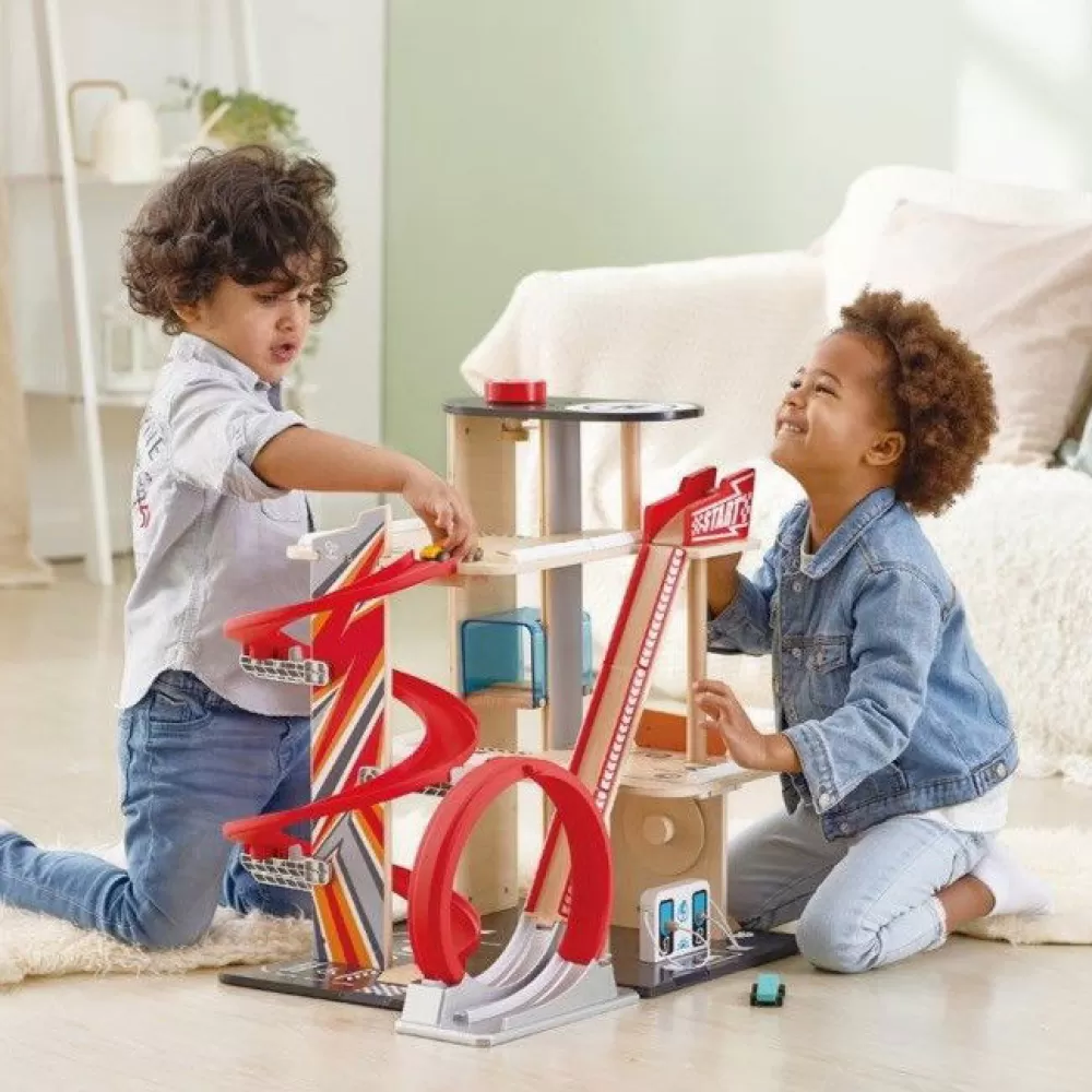 Hape Stunt Parkhaus Inkl. 2 Rennwagen Discount